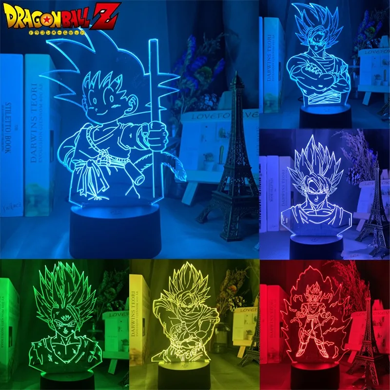 Dragon Ball Goku Nightlight Ornaments Anime Vegeta Acrylic Lighting Board LED Creativity Light-emitting Figures Toys Birthdays