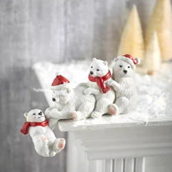 1pc Christmas Resin Ornament Polar Bear Statue Craft Decoration