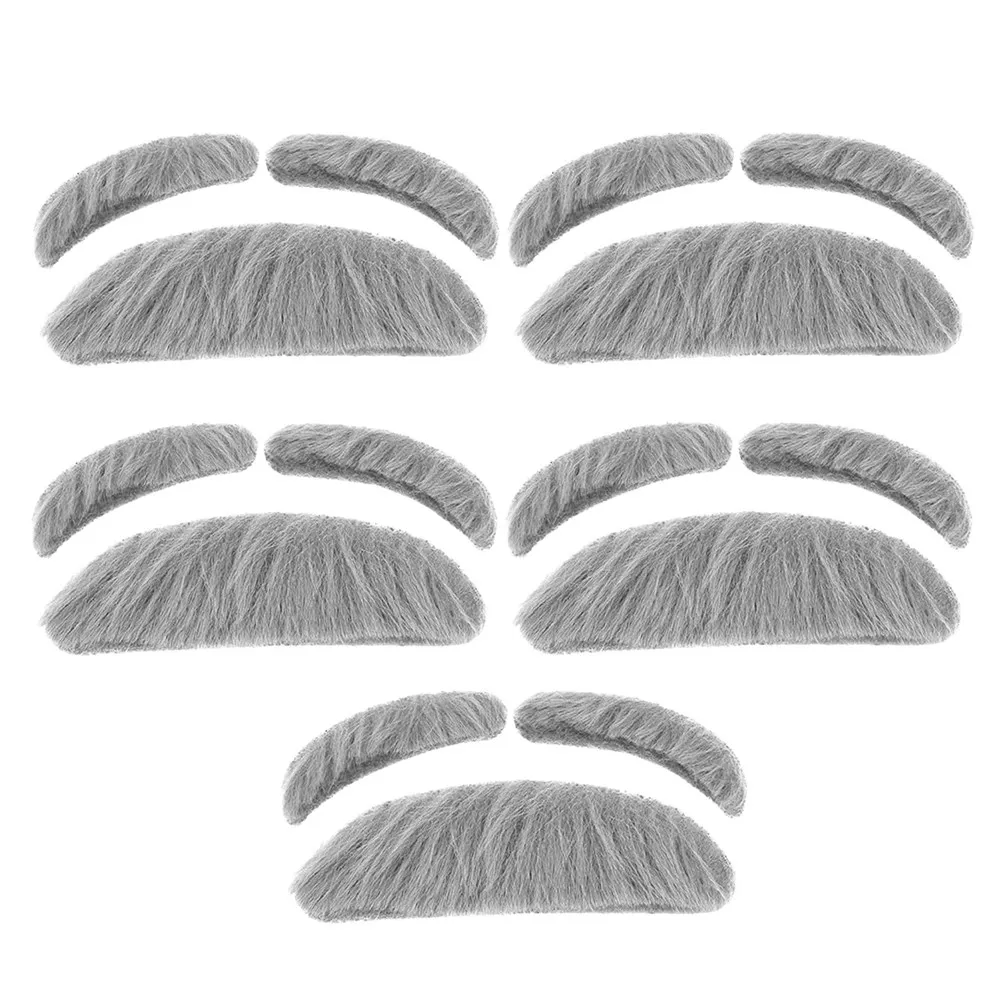 

5Sets Self Adhesive Fake Beard Mustaches Cosplay Kit Halloween Party Novelty Realistic Grandpa Professor Costume Funny Old