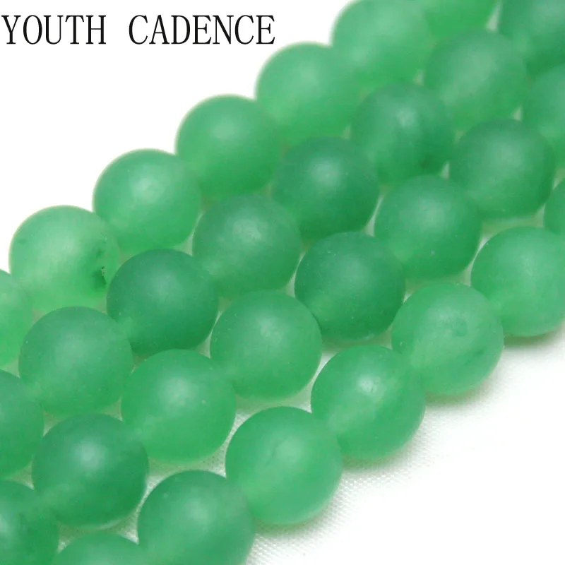 Natural Stone Matte Dull Polish Green Aventurine Round Loose Beads 15