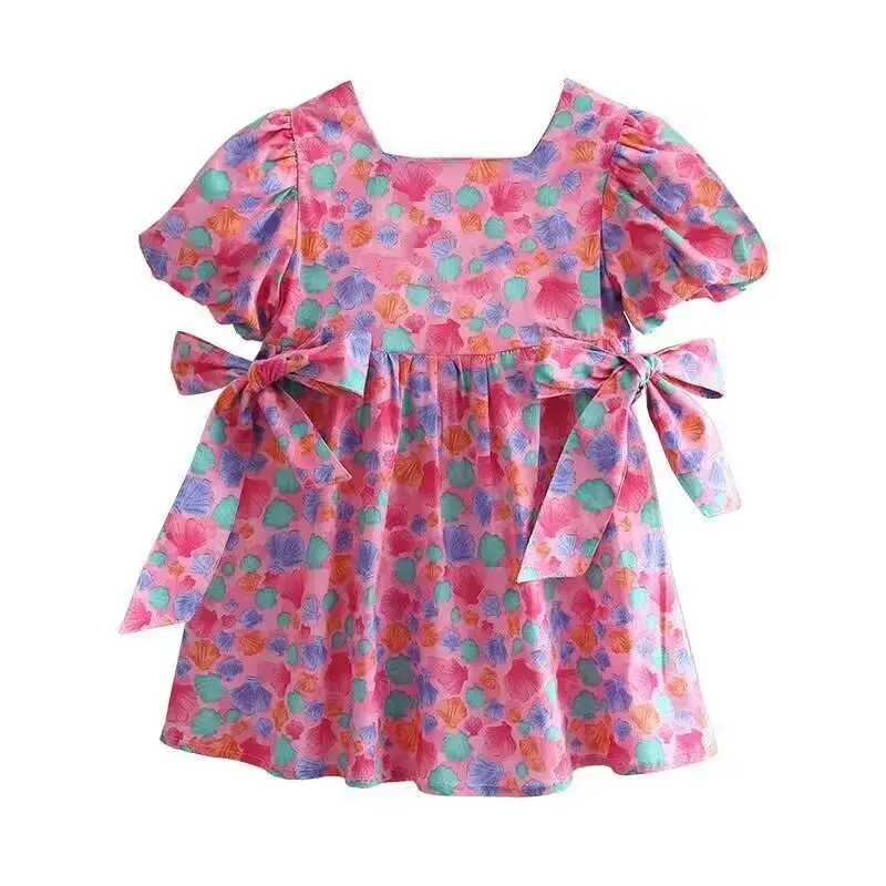 Kids Clothes Dress Sweet Princess  Floral Sundress Back Bow Princess Dress Girl Dress For 3-7Y