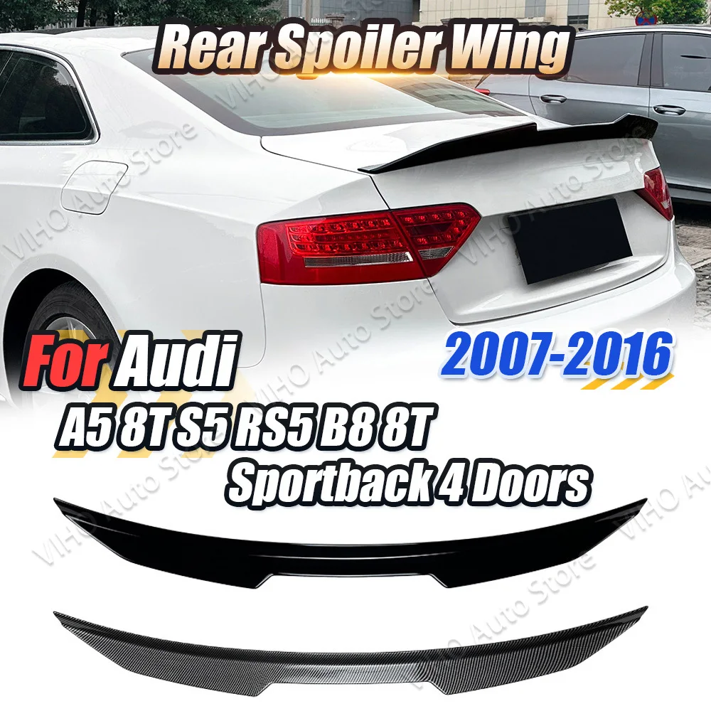 

For Audi A5 8T Coupe Sport S5 RS5 B8 8T 2 Doors 2007-2016 PSM Style Car Rear Spoiler Rear Trunk Lip Trim Tail Wing Body Kits