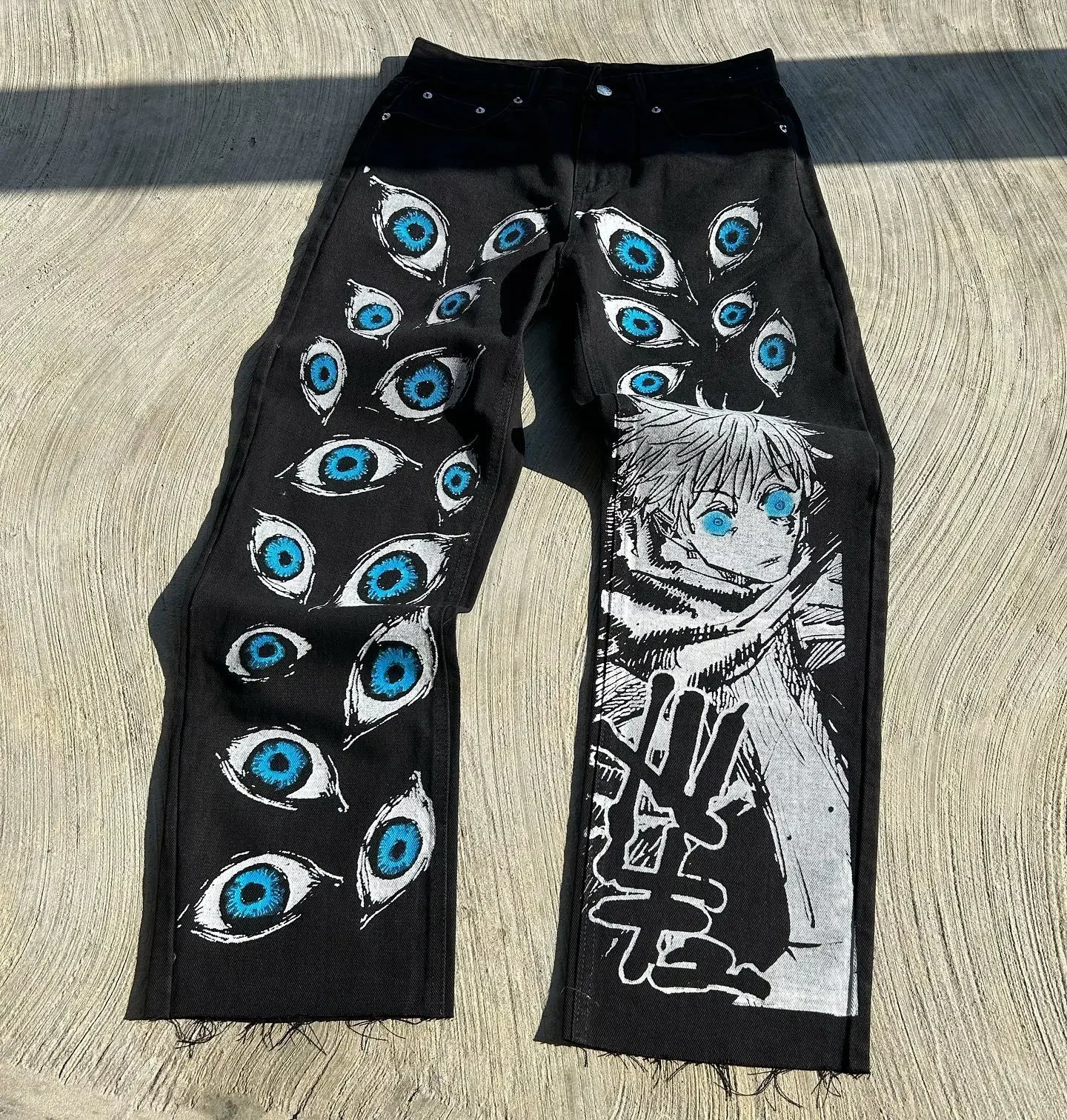 Y2K New Street Jeans Japanese Harajuku Hip Hop Pattern Printed Loose Jeans Gothic High Waist Wide Leg Pants for Men and Women