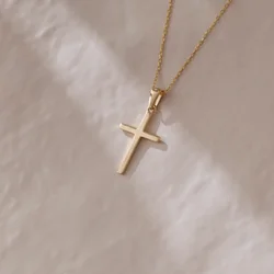 14K Gold Cross Necklace Women's Classic Cross Pendant Religious Jewelry Gift for Her Valentine's Day Gift