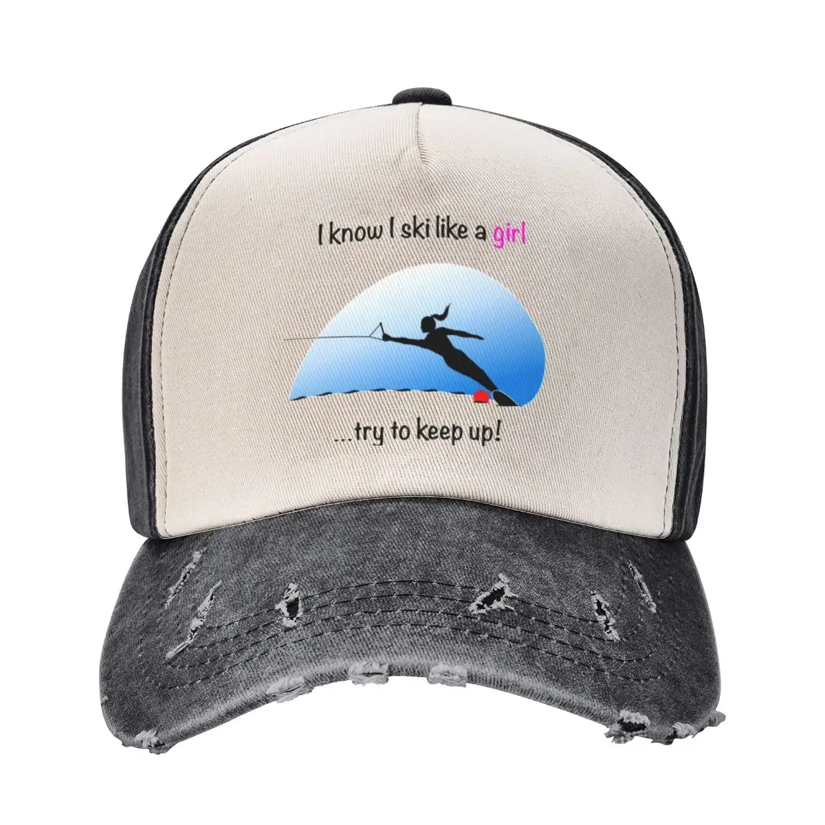 Girl Water Skier Baseball Cap tea Hat Visor Golf Wear Caps Male Women's