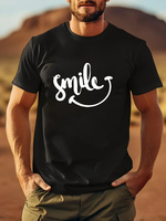 Smile Letter print pattern T-shirt Short Sleeve Tees Loose T-shirt Man Tops Men T shirt Cotton Print Tee Tops Fashion Clothing