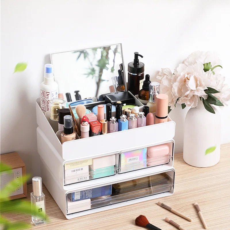 

1-2 PCS Transparent Drawer Storage Box, Stackable Desktop Organizer for Office Files, Bedroom, Study Cabinet Storage Supplies