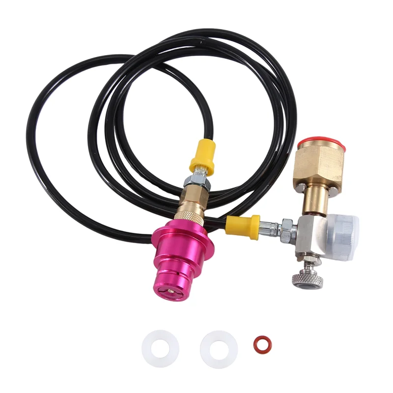 FGGS-Soda Adapter Hose With 2000Psi Pressure Gauge For DUO/TERRA/ART Quick Connect To Larger CO2 Bottles, Carbonated Bottle