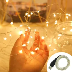 LED String Lights USB Copper Wire Garland Fairy Lights Outdoor Waterproof for Christmas Wedding Party Home Room Decorations