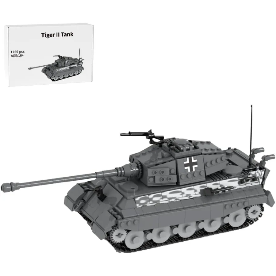 

Heavy Tank Military Building Blocks Set for Collectors Featuring Detailed WW2 German Army King Tiger Model with 1265 Pieces Ide