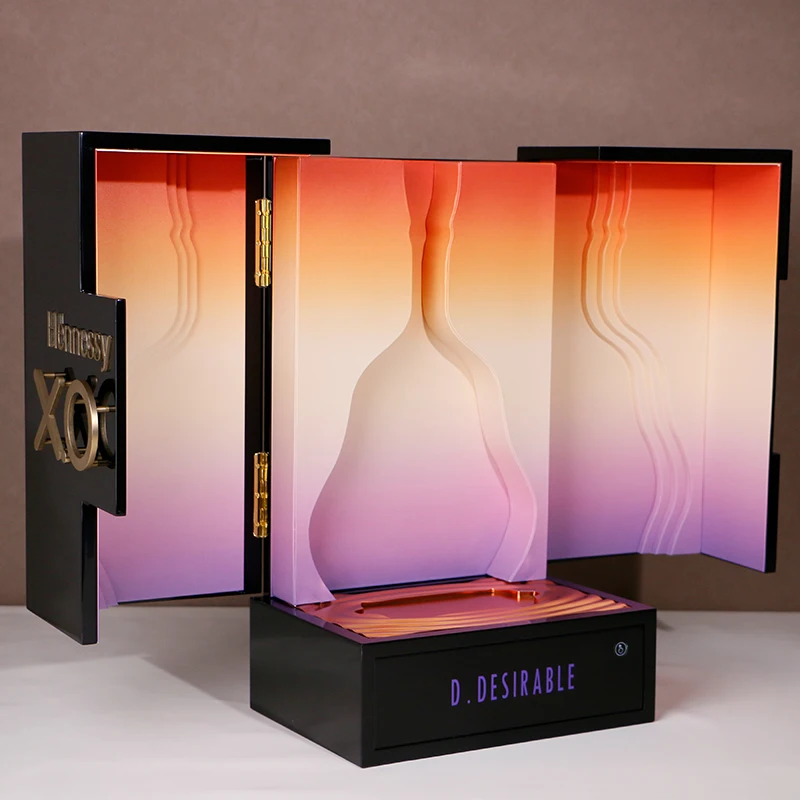 

Роскошная индивидуальная одинарная винная коробка, креативная магнитная деревянная подарочная коробка с двойной дверью, новая оптовая продажа с лазерной печатью