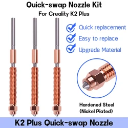 For Creality K2 Plus Hi Combo Nozzle Quick-Swap Nozzle Kit Hardened steel All-metal Design For Creality K2 Plus Hi Combo
