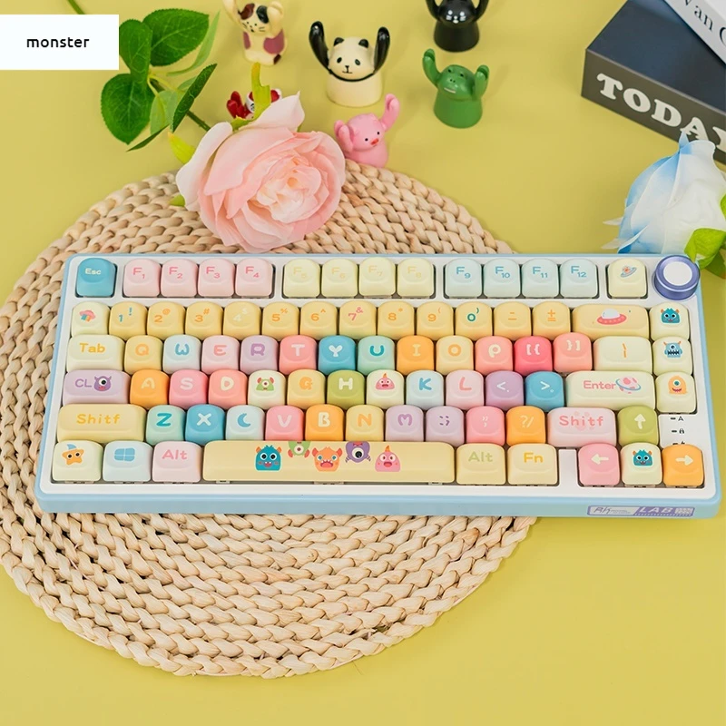 142 Key Positions Kawaii Theme Keycap Moa Height Five-Sided Thermal Sublimation Little Monster Keycap Mechanical Pbt Keyboard