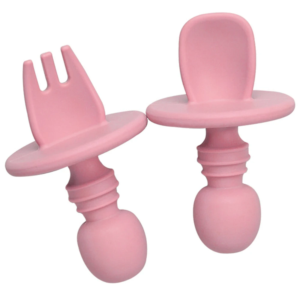 BAP Free – Mini vaisselle en Silicone pour bébé, de qualité alimentaire, cuillère à fourchette, Portable, couleur unie