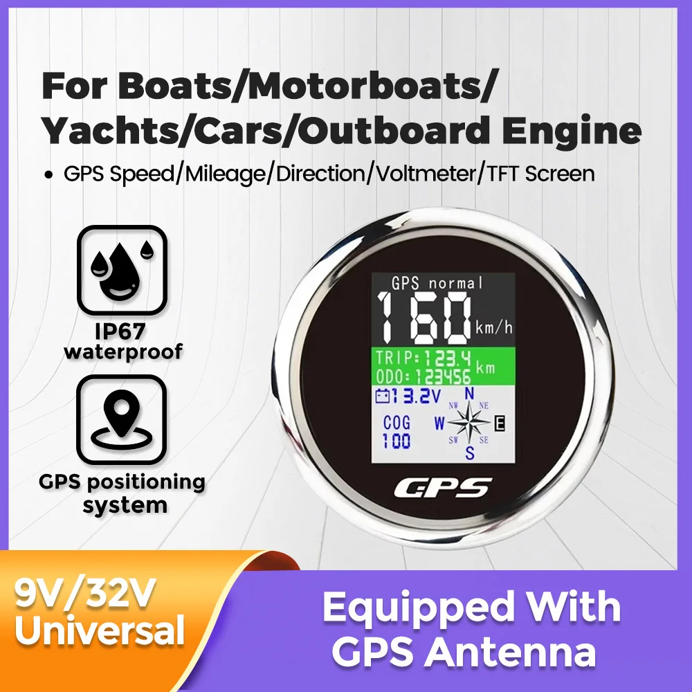 

IP67 Waterproof GPS Speedometer Universal For Boats Motorboats Yachts Car Engine With GPS Speed Direction Voltmeter TFT Screen
