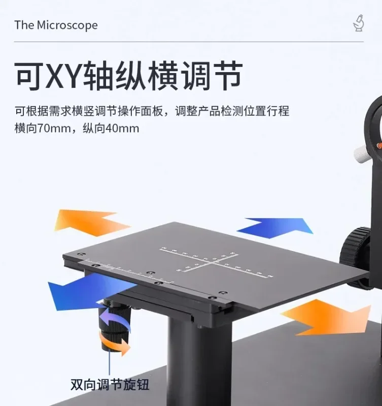 Staffa di messa a fuoco orizzontale con obiettivo monocilindrico per microscopio, base verticale orizzontale, asse xy, staffa di messa a fuoco orizzontale