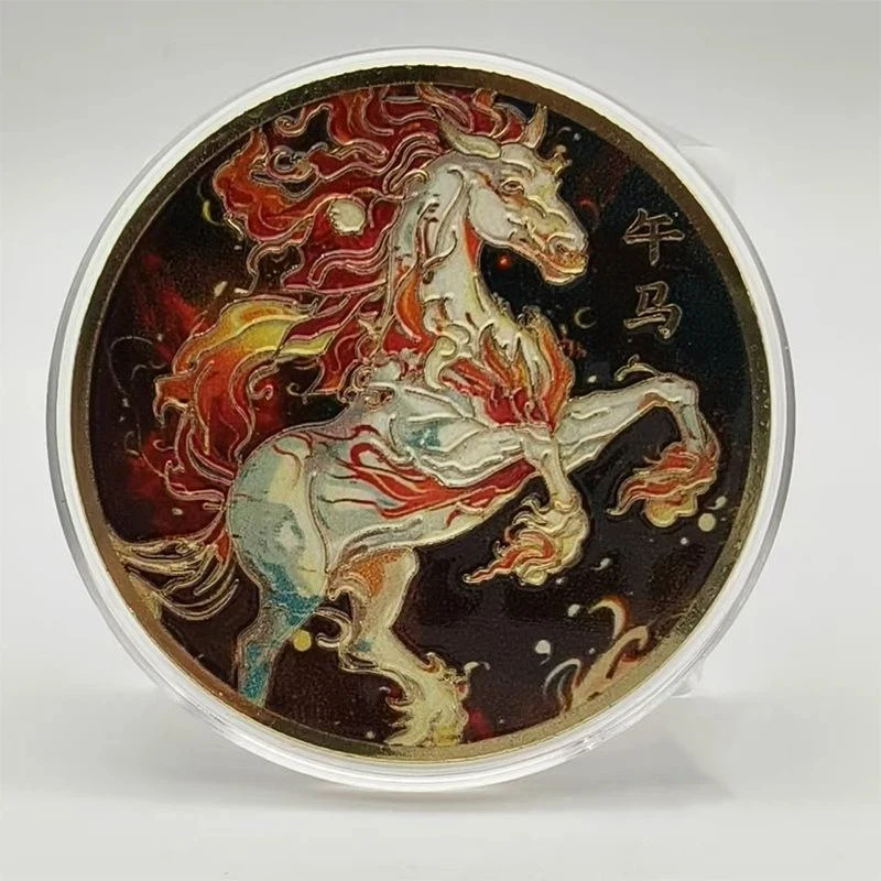 Year Of The Horse Chinese Coins Lucky Animal Horse Commemorative Coins Metal Collection 2026 New Year Souvenir Gift