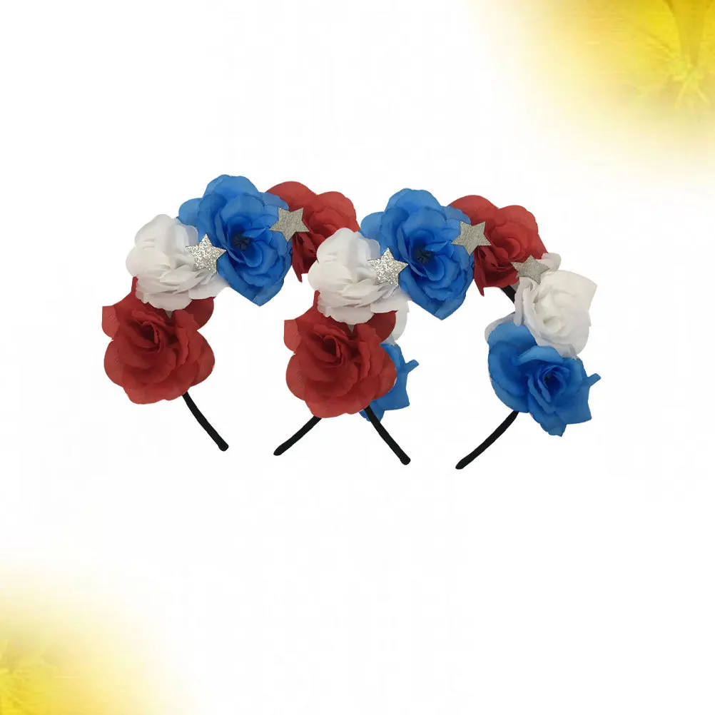 

2Pcs Rose Hair Hoops Us Independence Day Headbands Lightweight Party Hair Accessories Chic Headdress for Women