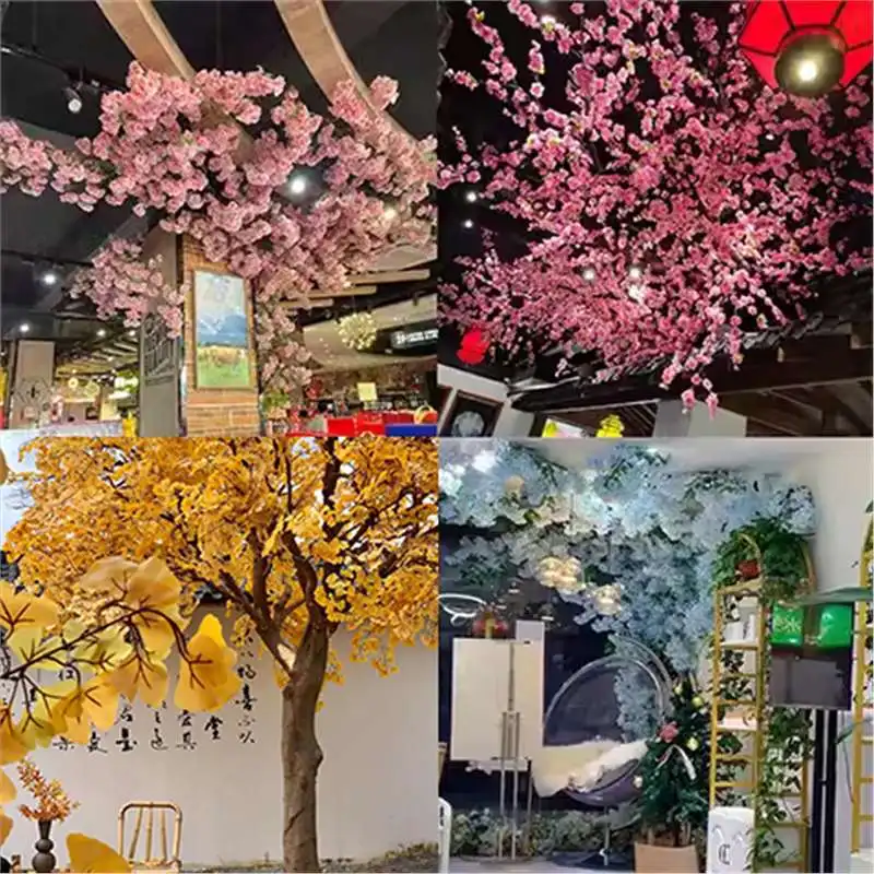 

Internet celebrity wall simulation cherry blossom branch fake peach blossom green plant ceiling indoor ceiling flower room top r