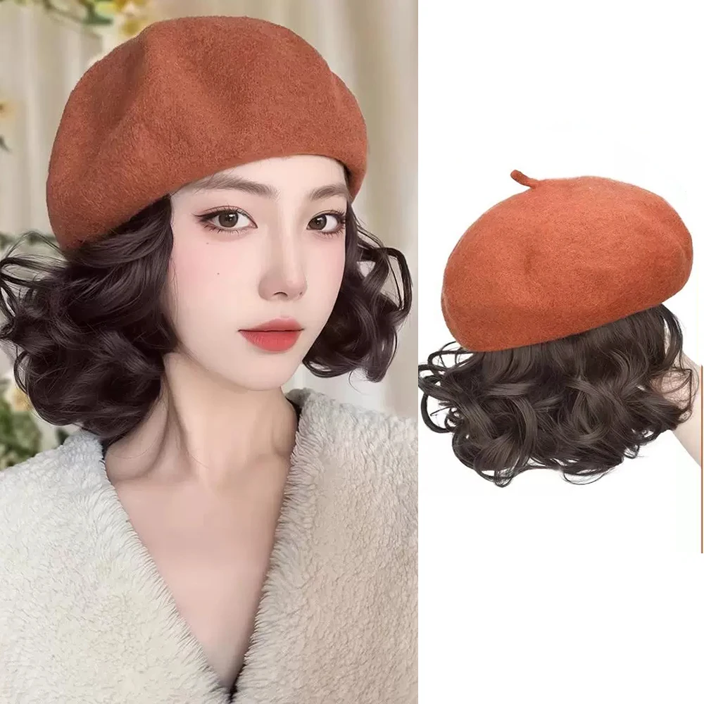 12in 6 Colors Synthetic Anemone Women's Hat Wig Curled Hair on Both Sides Berey Hat Bangs Side Fringe for a Whole Hat Wig