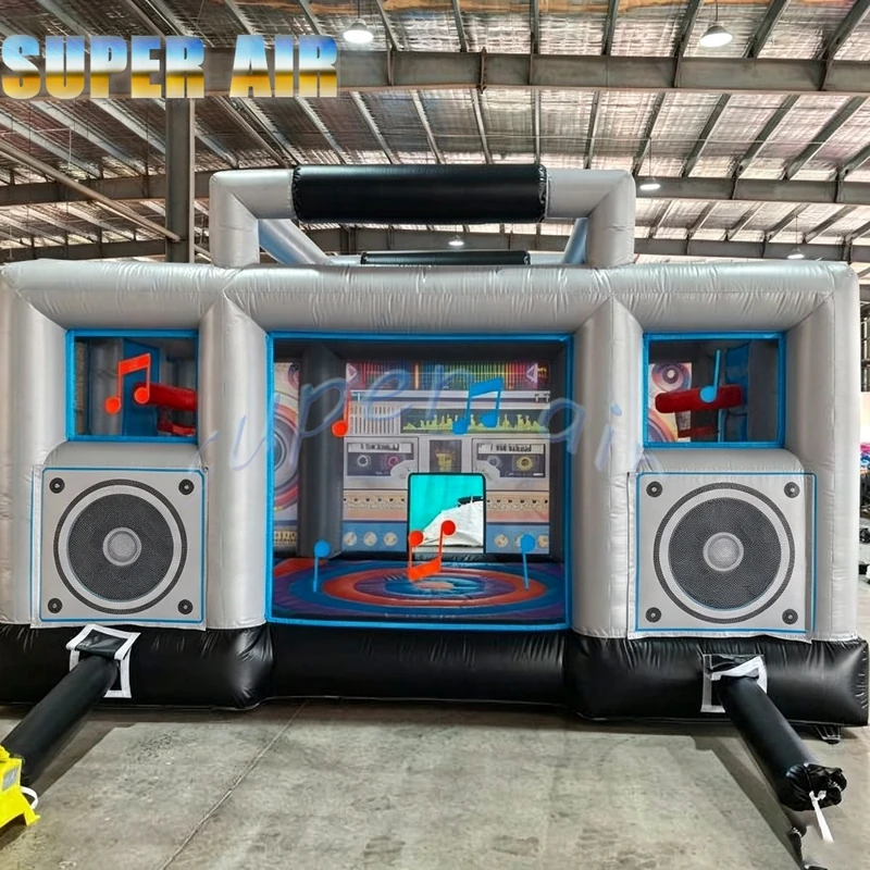 Custom Giant Inflatable Boombox Bounce House for Music Festival, Kids Birthday Party, Carnival, Outdoor Event Rental
