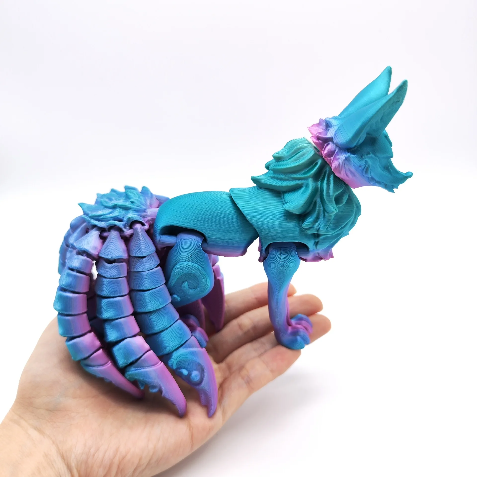 21 CENTIMETRI 3D Stampato Volpe Ornamento Nove Code Volpe Figurine Con Coda Articolate E Arti Figura Animale Flessibile Creativo Agitarsi Giocattolo