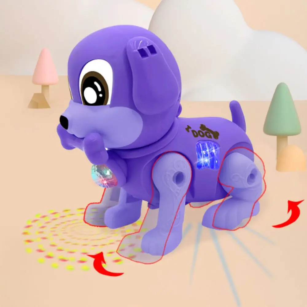 Electric Bone Biting Dog Toys Early Educational Pull-wire Pull-wire Walking Dog Robot with Light&Music Cute Jumping Dog Toys Boy