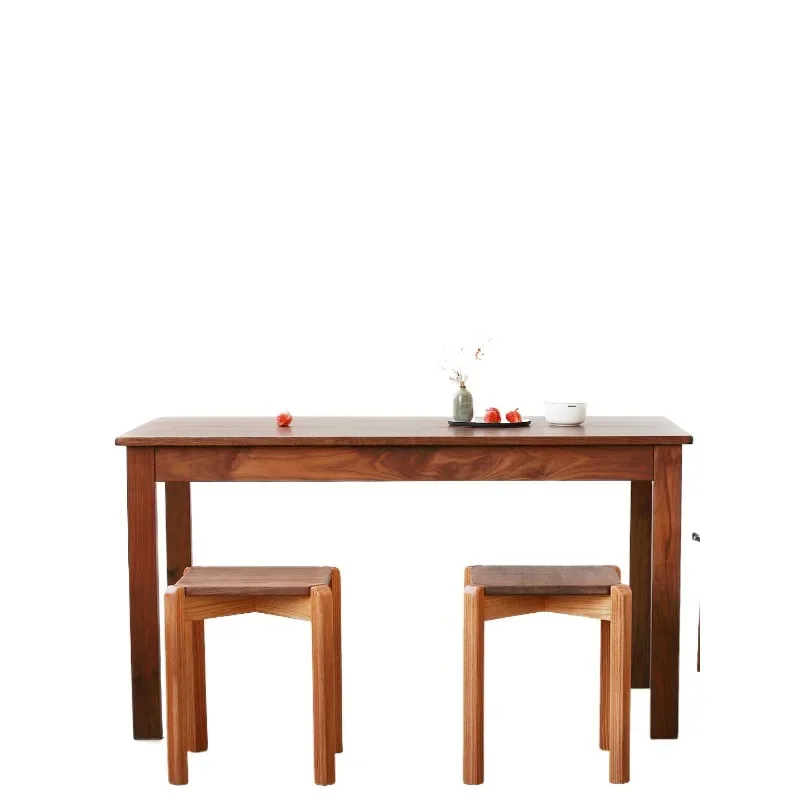 

Solid wood dining table and chair combination, home dining table, modern simple log style rectangular table, black walnut