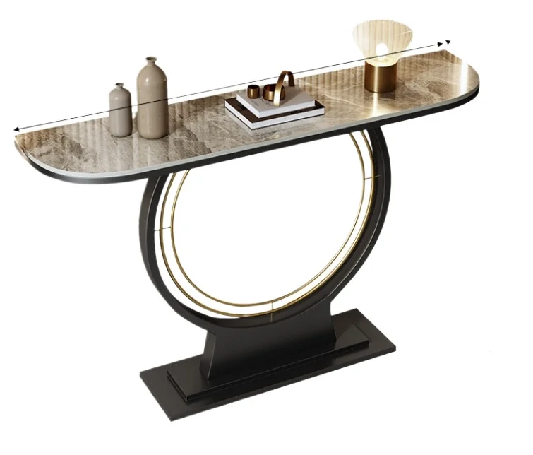 Luxury narrow stone entrance table Simple new Chinese entrance table Wall-mounted semi-circular counter table