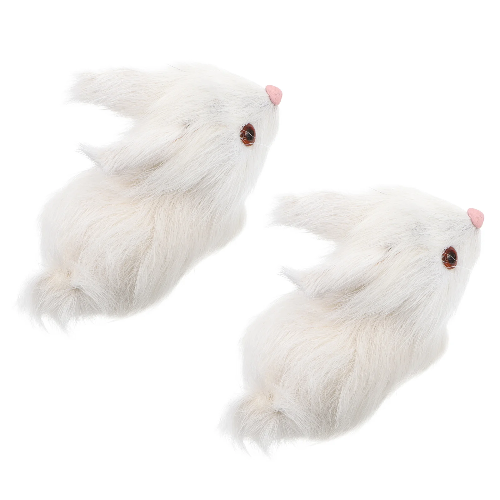

2Pcs Realistic Rabbit Adornment Small Adorable Home Decoration Great for Festive Atmosphere Photography Scenes