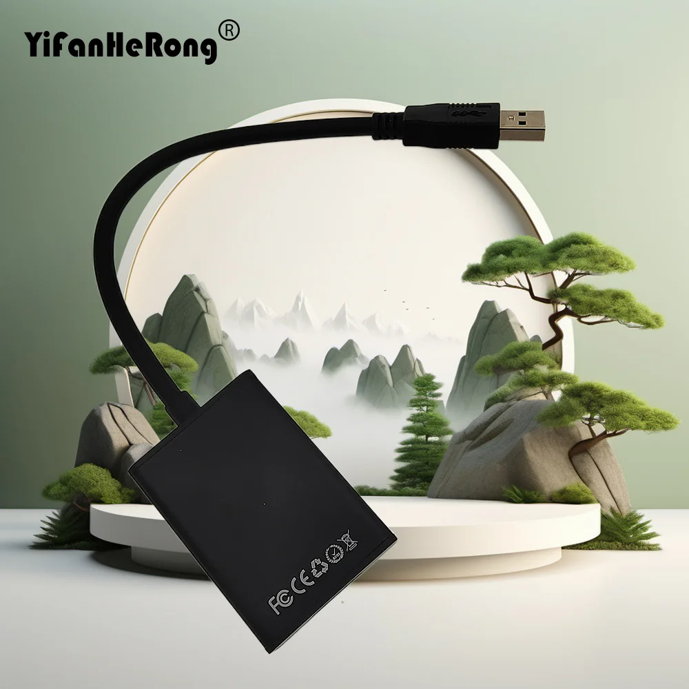 USB A Male to HDMI-Compatible Female Adapter USB 3.0 to HDMI-Compatible Converter 1080P External Graphics Video Card Cable