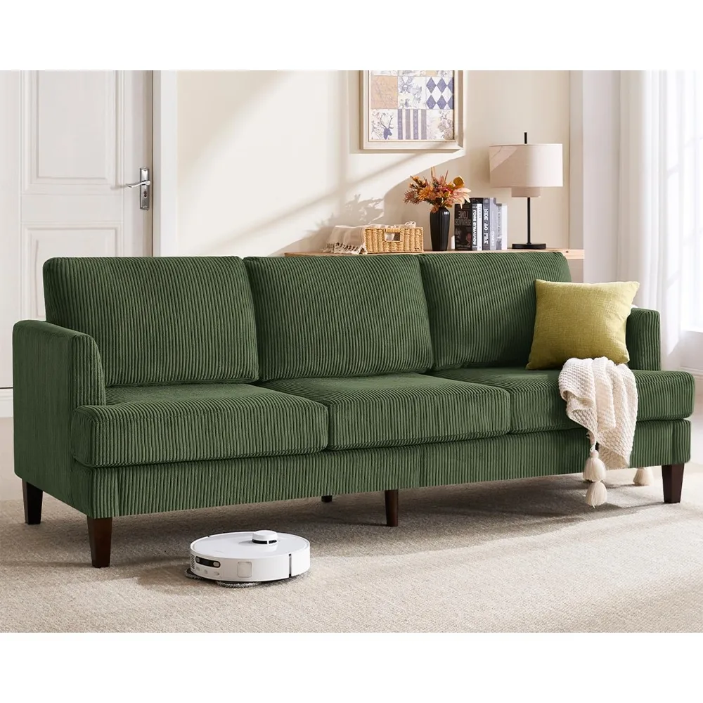 

3 Seater Sofa Couch with Deep Seats, 89" Mid Century Modern Upholstered Sofa, Comfy Corduroy with Armrests Office Sofas