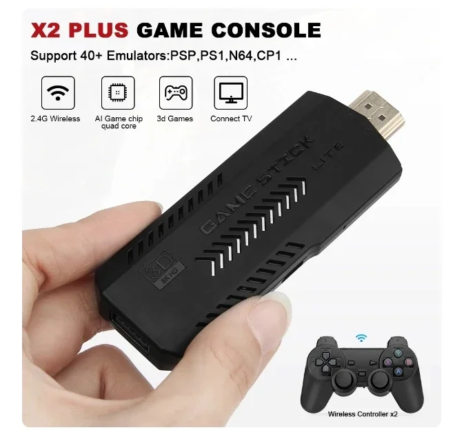 [Genuine] X2 Plus Games Stick 64/128/256GB Portable Console TV GD10 Pro Handheld Game Player Retro Games Wireless Controle Video