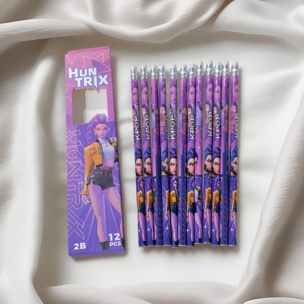 

Горячие 12 карандашей в коробке, мультяшный студенческий карандаш для детского сада, деревянный карандаш с ластиком, набор канцелярских принадлежностей, 2b для письма