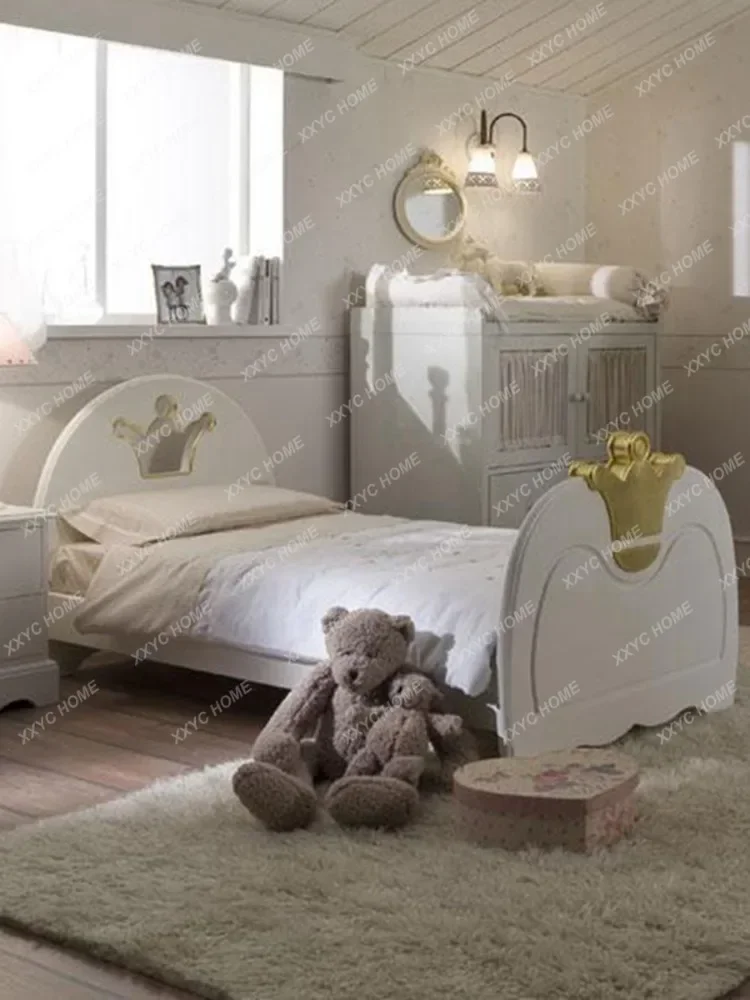 Customized Classical White Paint Children's Single Bed kids bed