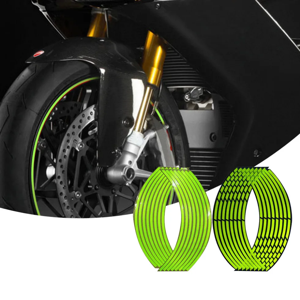 

1set 18'' Reflective Motorcycle Wheel Rim Ornamental Strips Car Bicycle Motorbike Fluorescent Stickers Decorative Stripe