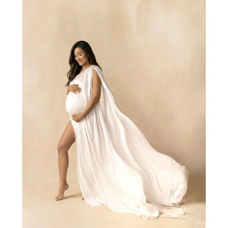 4M/ Silk Chiffon Tossing Fabric & Draping Gown – 2-in-1 Maternity Photoshoot Prop for Professional Studio & Baby Photography