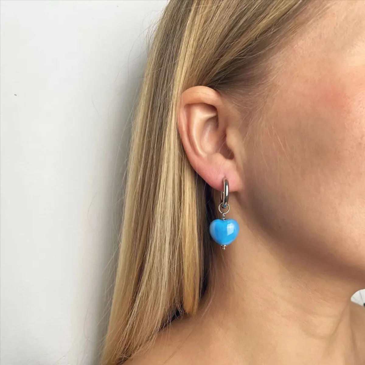 خمر لطيف الأبيض الوردي السيراميك الخوخ القلب قلادة الفولاذ المقاوم للصدأ أقراط 2025 فتاة حلوة موضة مجوهرات عيد ميلاد