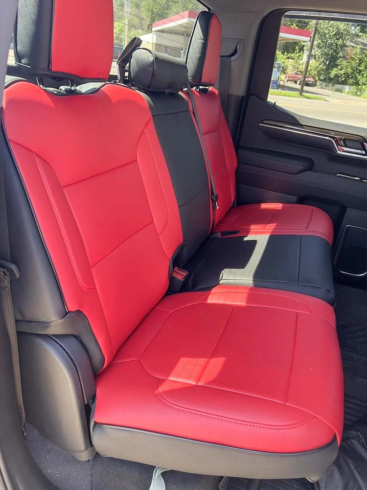 Maßgefertigte Auto-Accessoires Sitzbezüge 5 Sitze 3 Sitze Leder für 2007-2025 Chevrolet SLIVERADO Chevy Silverado 1500 HD – Detail 7