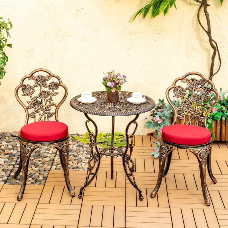 Balcony small tables and chairs, European style cast aluminum tables and chairs, outdoor courtyard garden terraces, modern