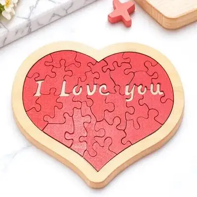 

1Set Wooden Heart Puzzle Childrens Learning Tool Safe Durable Material Valentine's Day Present Creative Imagination Enhancer