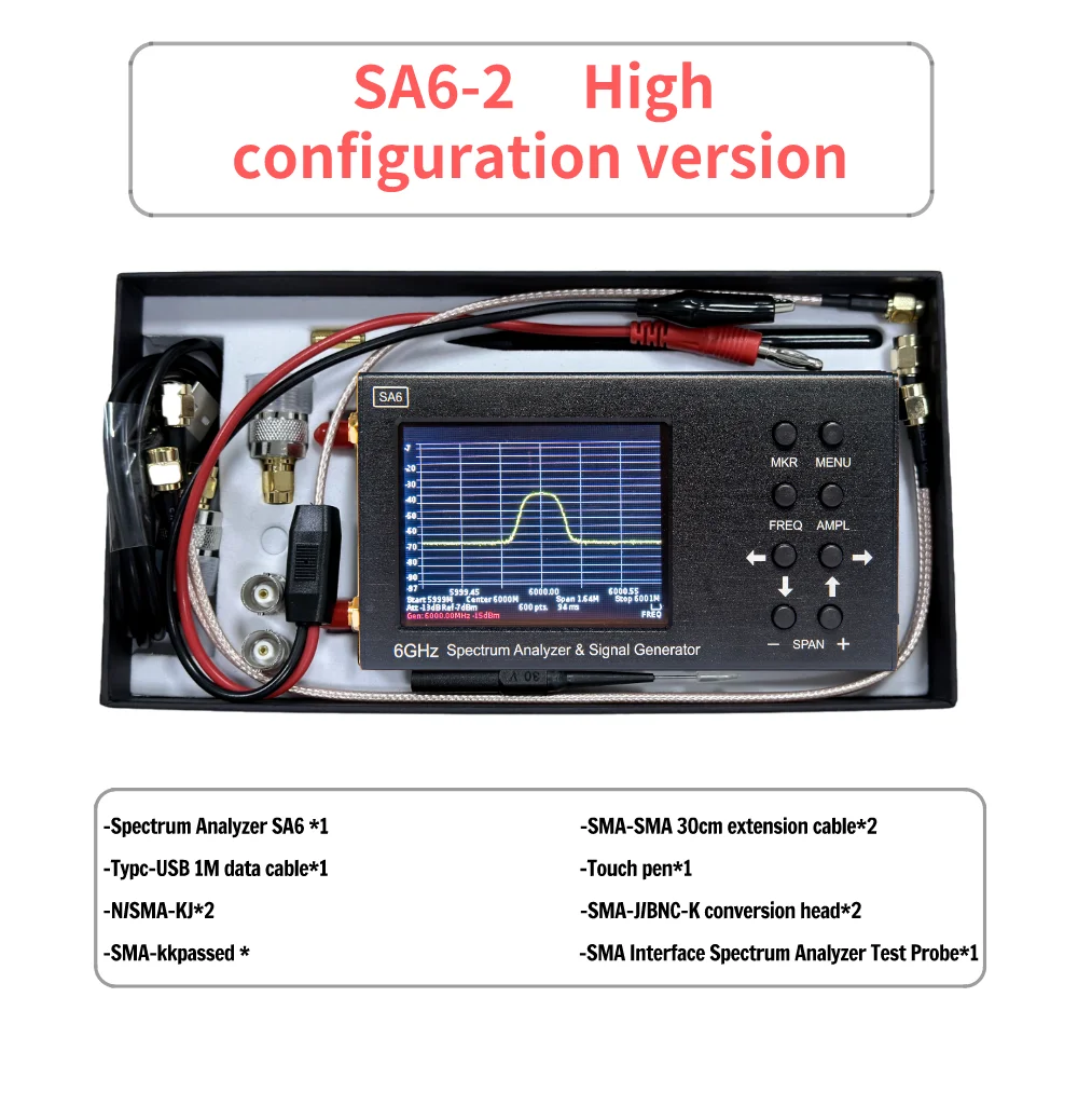 SA6 Spectrum Analyzer 6GHz 35 To 6200 MHz Signal Generator Provide PC Software Signal Amplifier Low Noise 100k-6GHz 20DB HTOOL