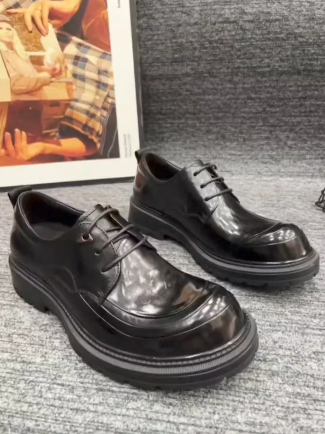 

New 31271 Men's Pure Leather Casual Comfortable Shoes High Quality Elegant Fashionable Trendy Laced Business Casual Rubber Sole