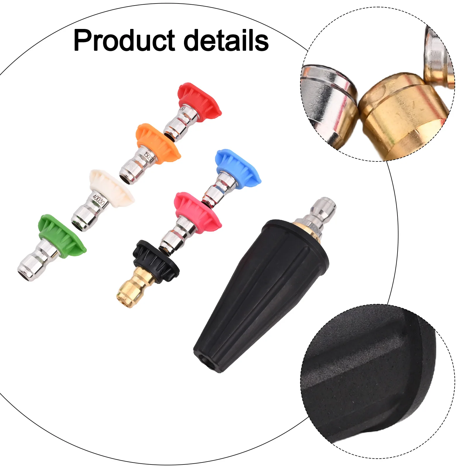 

Thorough Dirt Removal Precise Control High Pressure Cleaning Turbine Nozzle Water Pressure 4000 PSI 7 Interchangeable Nozzles