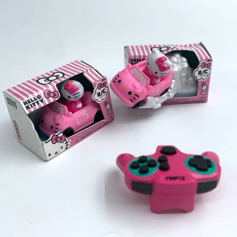 Cartoon Figurine Hello Kitty Mini RC Car 1:64 Scale Cute Pink Vehicle Anime Figure Character Toy Car Action Figure Collection view 4