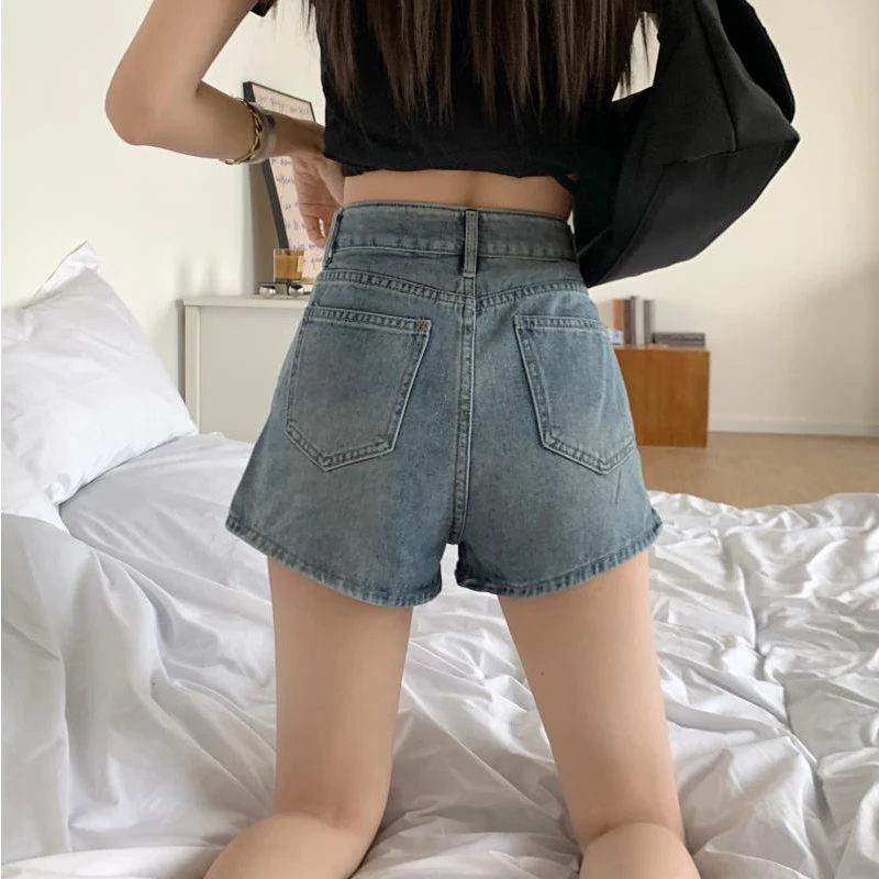 Cowboy Shorts Skirt for Women 2024 Summer High Waist Denim Skirts Casual Slim Splicing Mini Skirt Party Female