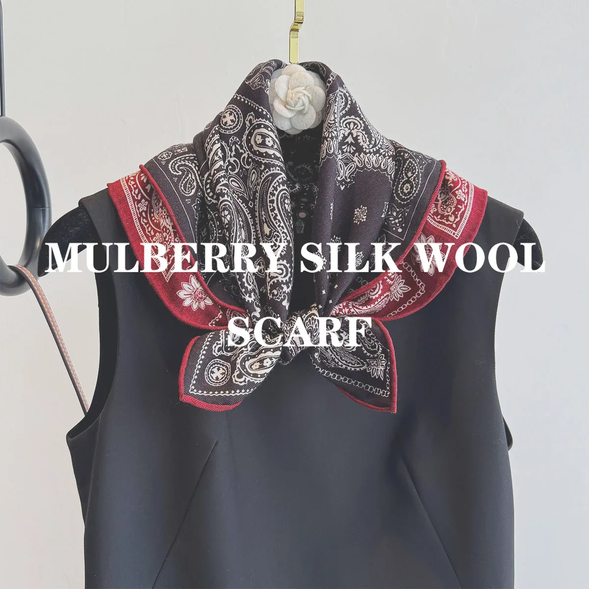 

Шарф из 100% натуральной шелковой шерсти, шаль с узором пейсли, роскошная женская бандана, хиджаб, повязка на голову, квадратные шарфы, пончо, повязка для волос, шейный платок