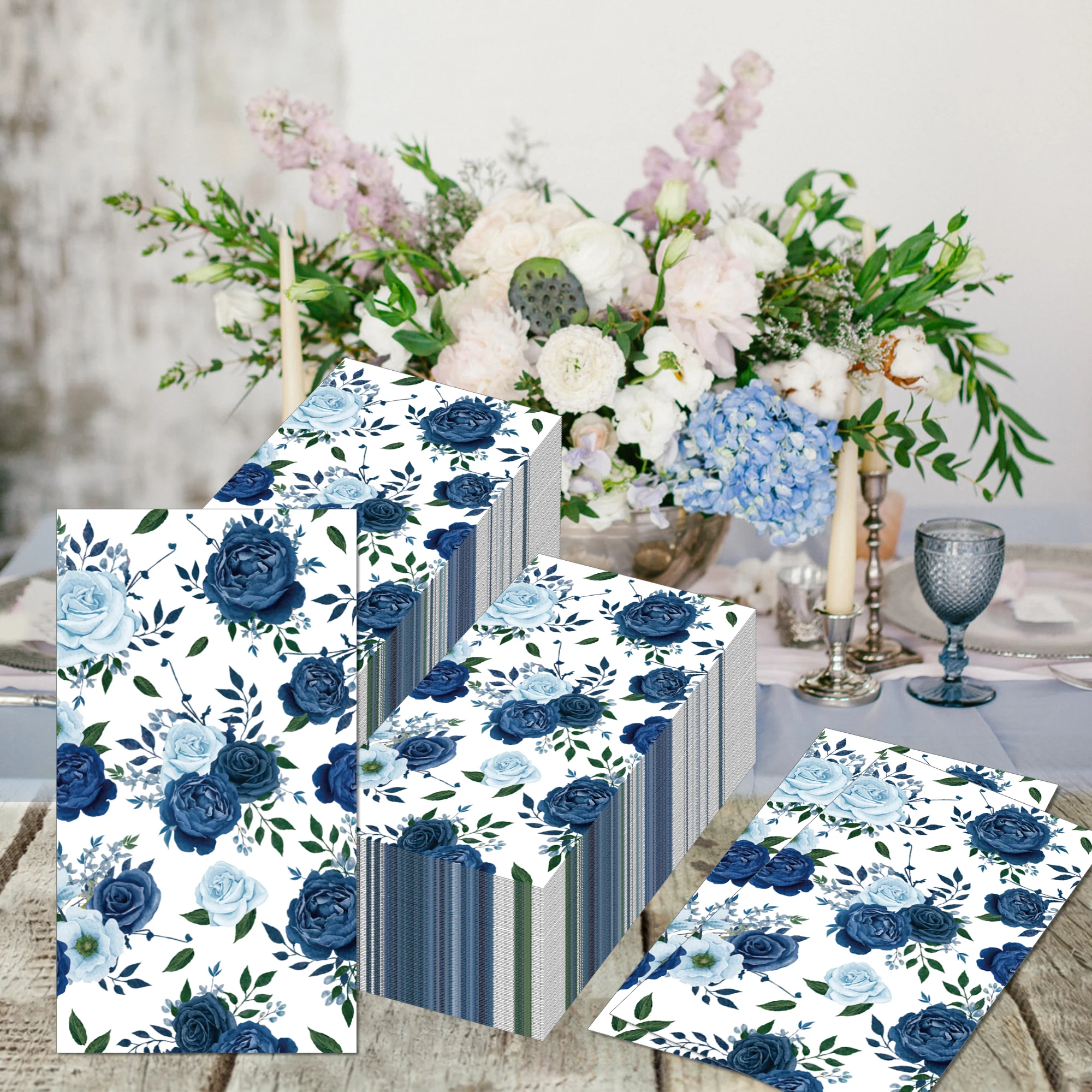 20 pçs vintage azul flores gua - Desk Setup Plants avaliação e preço