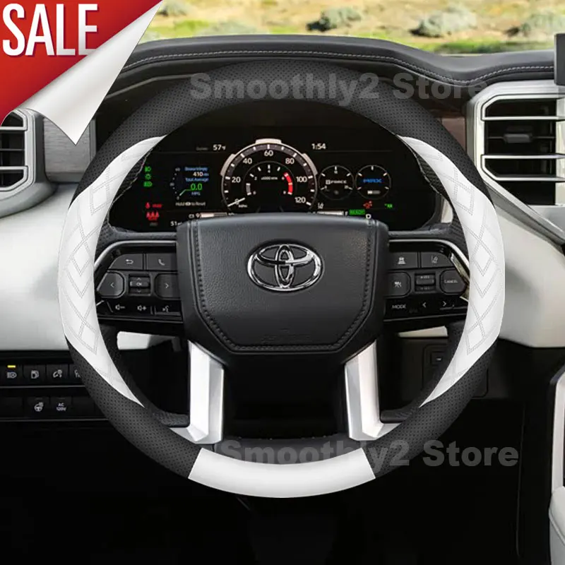 Leather Car Steering Wheel Cover For Toyota Tundra TRD Pro Rally 2026 2025-2018 Pickup Non-slip Auto Interior Accessories