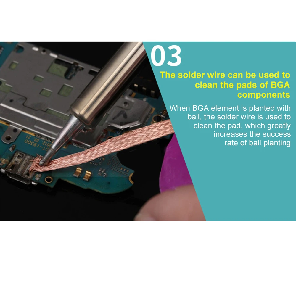 납땜 제거 브레이드 용접 솔더 리무버 심지 와이어 리드 코드 플럭스 BGA 수리 도구, 1.5mm, 2mm, 2.5mm, 3mm, 3.5mm 너비, 1.5M 길이